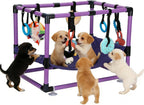 Indoor Puppy Play Gym with Hammock 8 Toys Dog Enrichment Activity Center