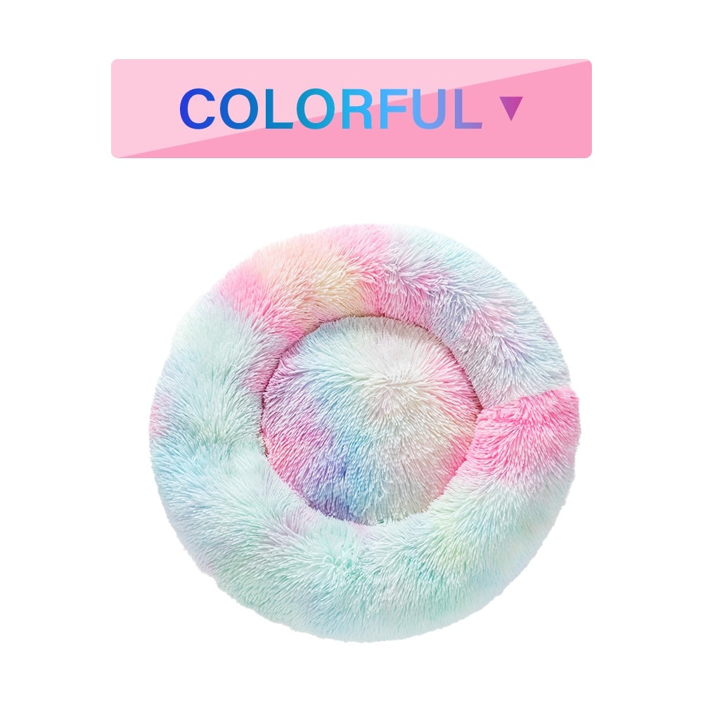 Fluffy Donut Calming Pet Bed — 16 Colors, Sizes S–XL