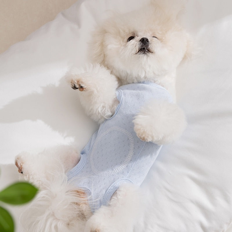 Spring And Summer Dogs, Small And Medium-sized Dogs, Simple And Fashionable Fabric Label Baby Belly Clothes, Cat Four-legged Air-conditioned Suits, Pet Clothes