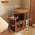 Solid Wood Nightstand Pine Cat Bed Storage Cabinet Side Cabinet Log-Style Home Pet Item