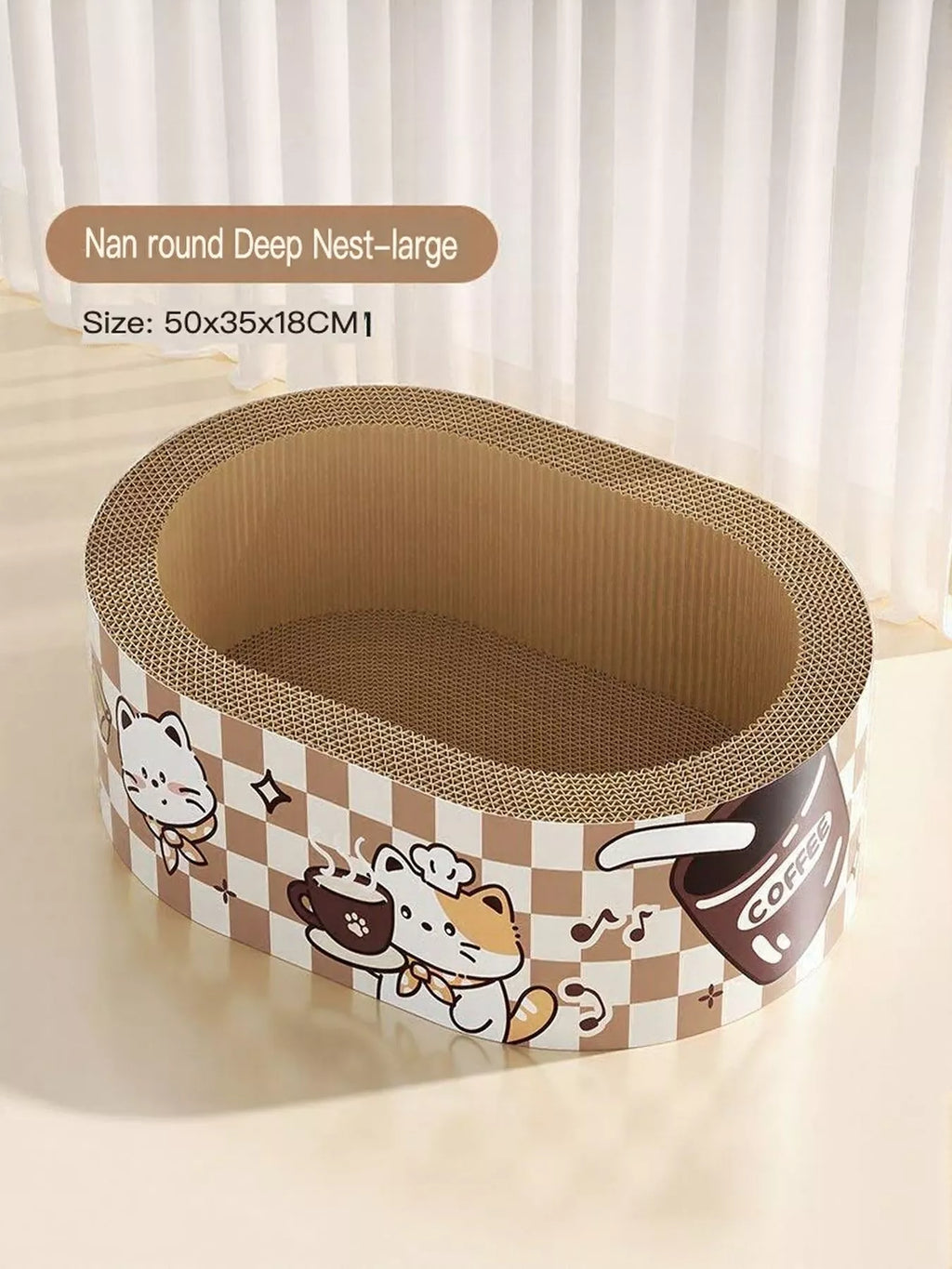 Wear-Resistant Cat Scratching Lounge Bed with Cartoon Design