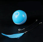 Automatic Smart Cat Toys Ball Interactive Catnip USB Rechargeable Self Rotating Colorful Led Feather Bells Toys for Cats Kitten Build-in Spinning Led Light Stimulate Hunting Instinct