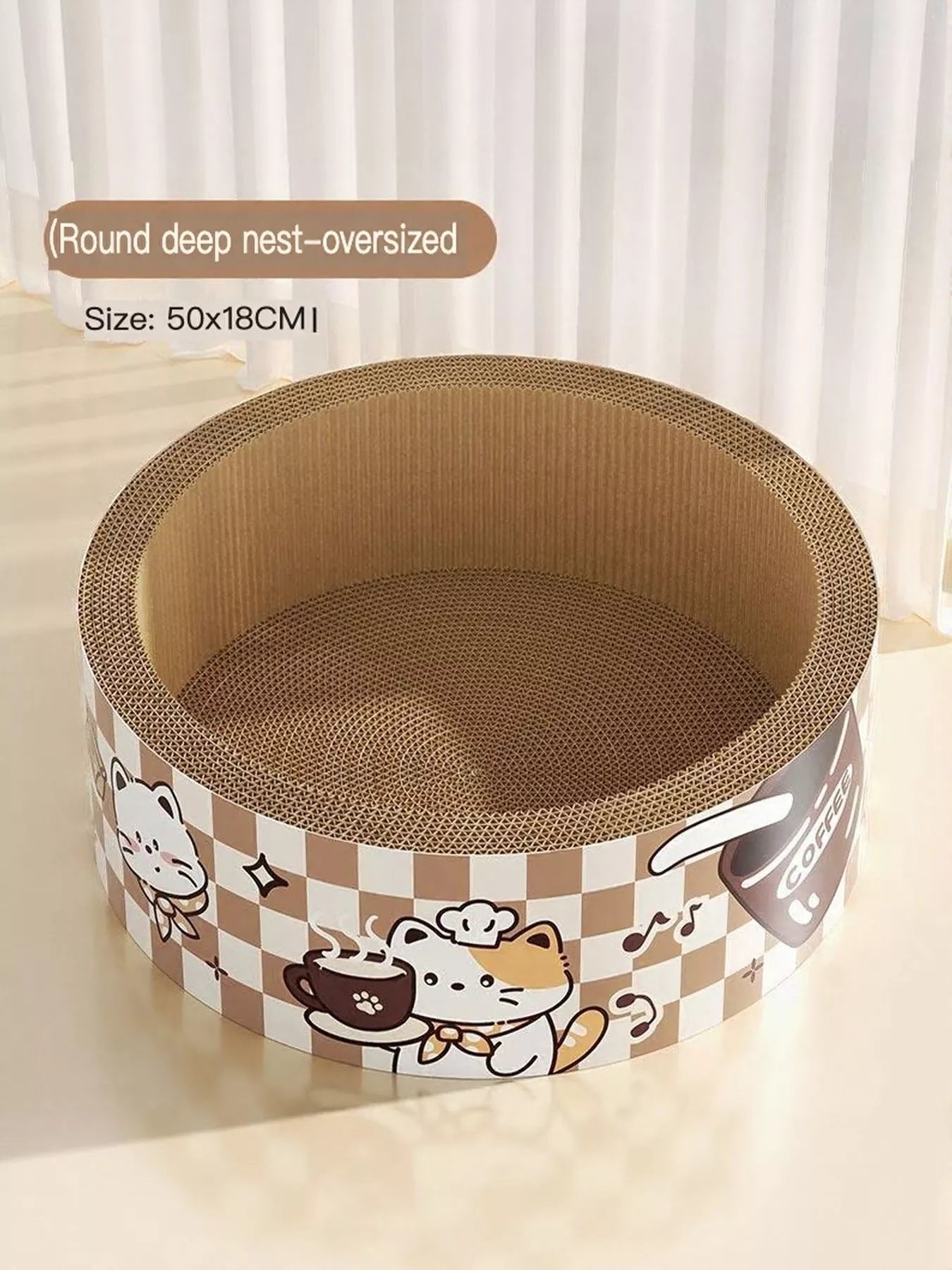 Wear-Resistant Cat Scratching Lounge Bed with Cartoon Design