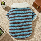 Soft Plush Striped Pet Shirt, Cozy Button-Down Puppy Sweater For Small Dogs And Cats, Warm Winter Fleece Dog Clothing, Comfortable Puppy Outfit For Chihuahua, Yorkie, Poodle, Shih Tzu