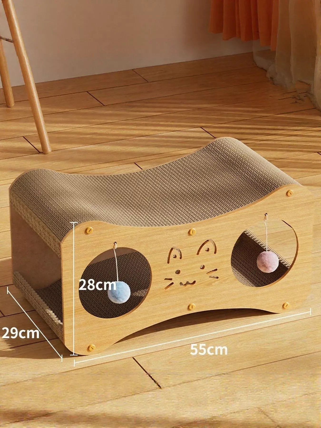 Interactive Cat Scratcher Lounge Bed with Toy Balls