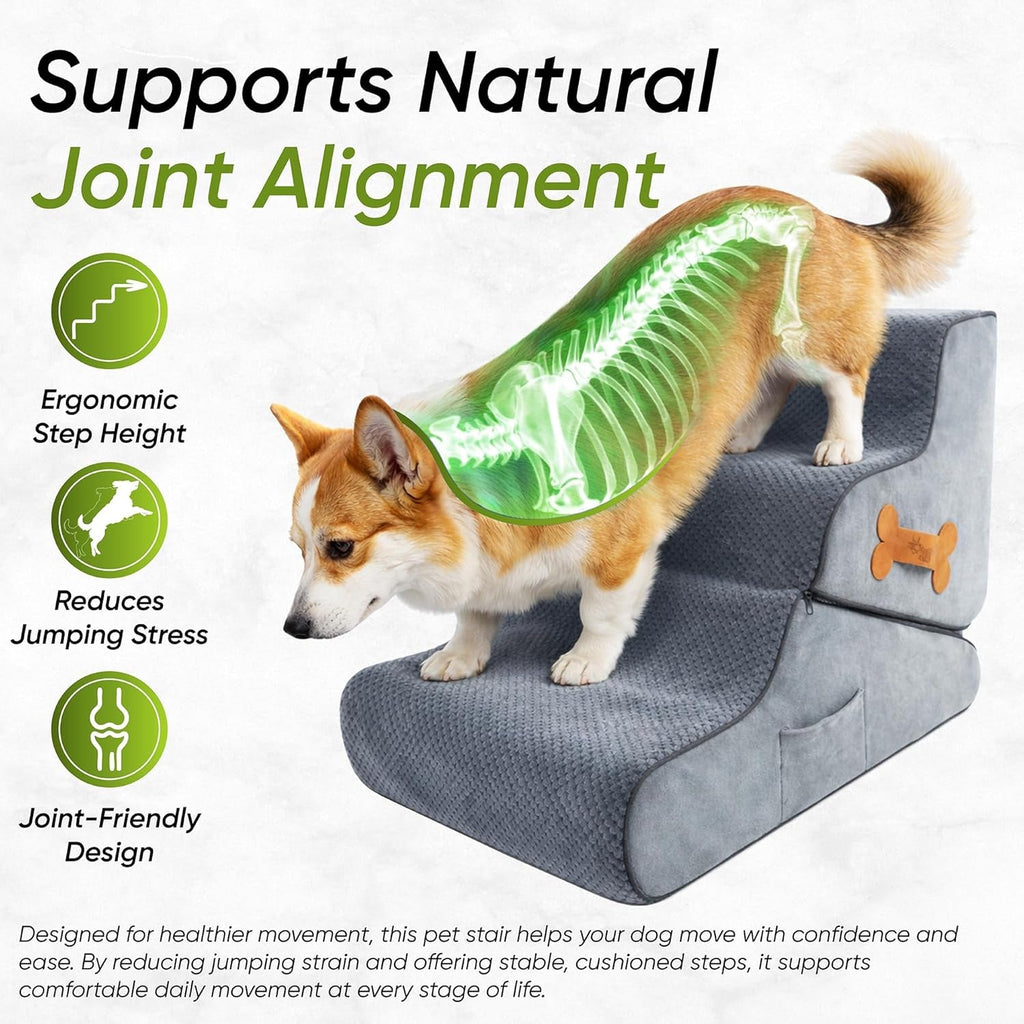 Dog Ramp for Bed Foldable 2 in 1 Stairs Foam Non Slip Pet Steps
