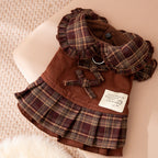 Autumn And Winter Dog Skirts With Check Patterns For Warmth, Cat Teddy Bichon Frise, High-end Custom Pet Clothing For Small And Medium-sized Dogs
