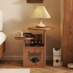 Solid Wood Nightstand Pine Cat Bed Storage Cabinet Side Cabinet Log-Style Home Pet Item
