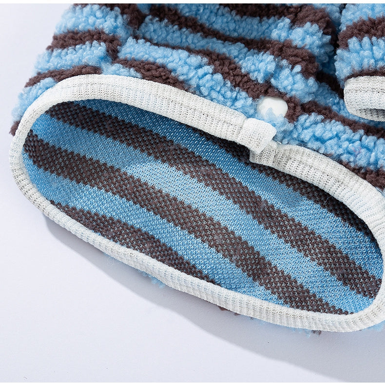Soft Plush Striped Pet Shirt, Cozy Button-Down Puppy Sweater For Small Dogs And Cats, Warm Winter Fleece Dog Clothing, Comfortable Puppy Outfit For Chihuahua, Yorkie, Poodle, Shih Tzu