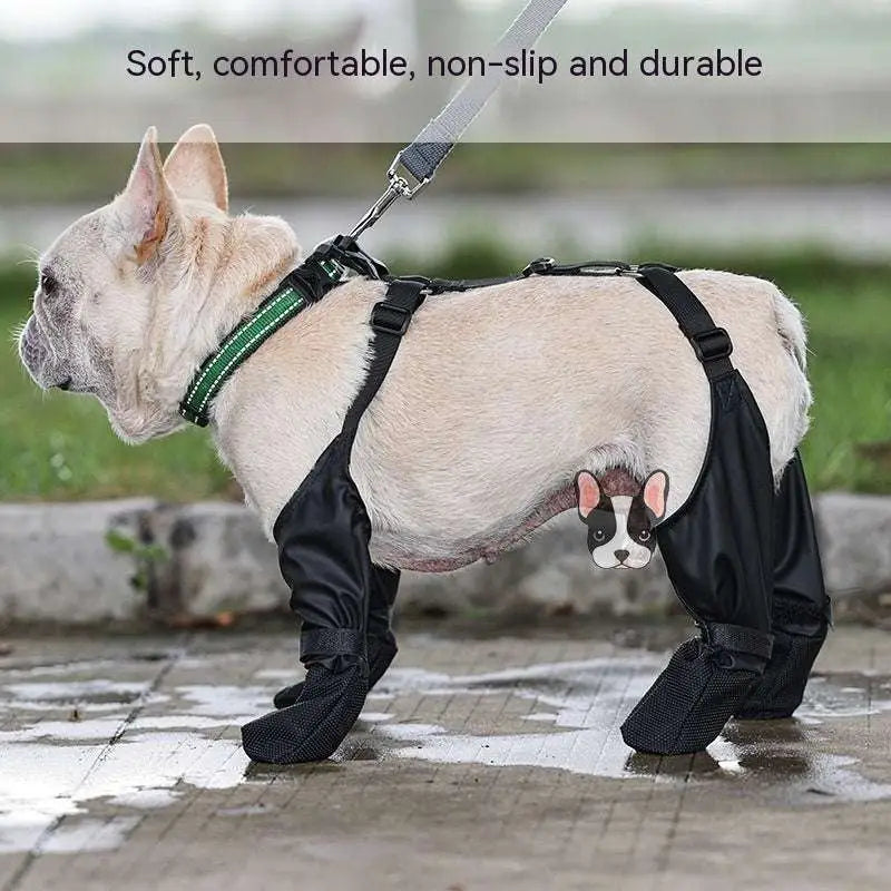 Black Waterproof Adjustable Dog Shoes