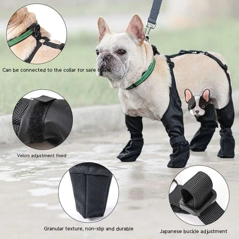 Black Waterproof Adjustable Dog Shoes