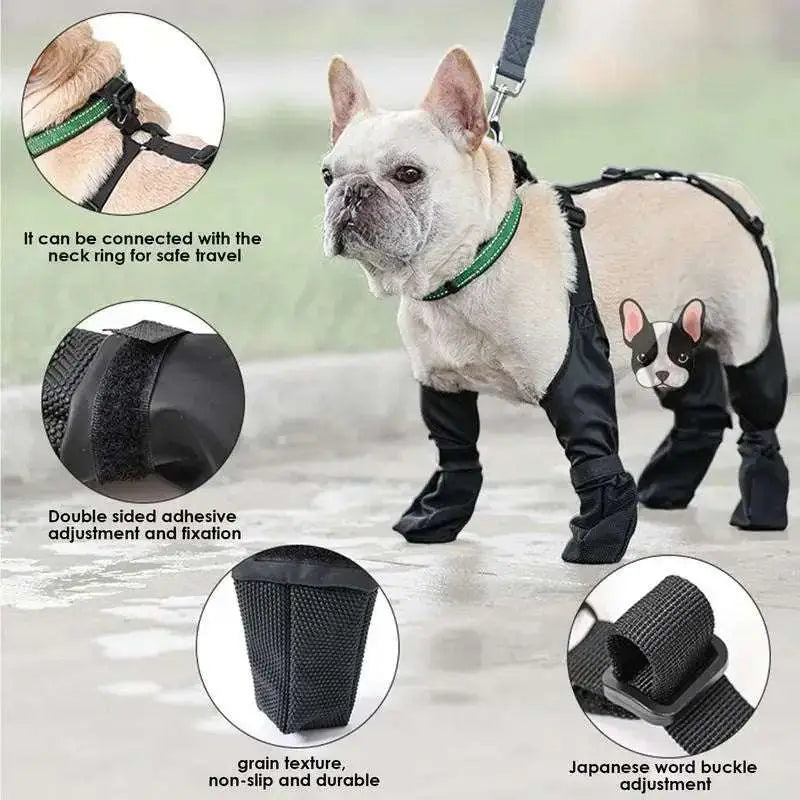 Black Waterproof Adjustable Dog Shoes