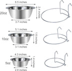Pet Bowl Stainless Steel Hanging Food Water Bowls Bird Cage Feeder for Birds, Parrots, Small Sized Dogs and Cats (S)