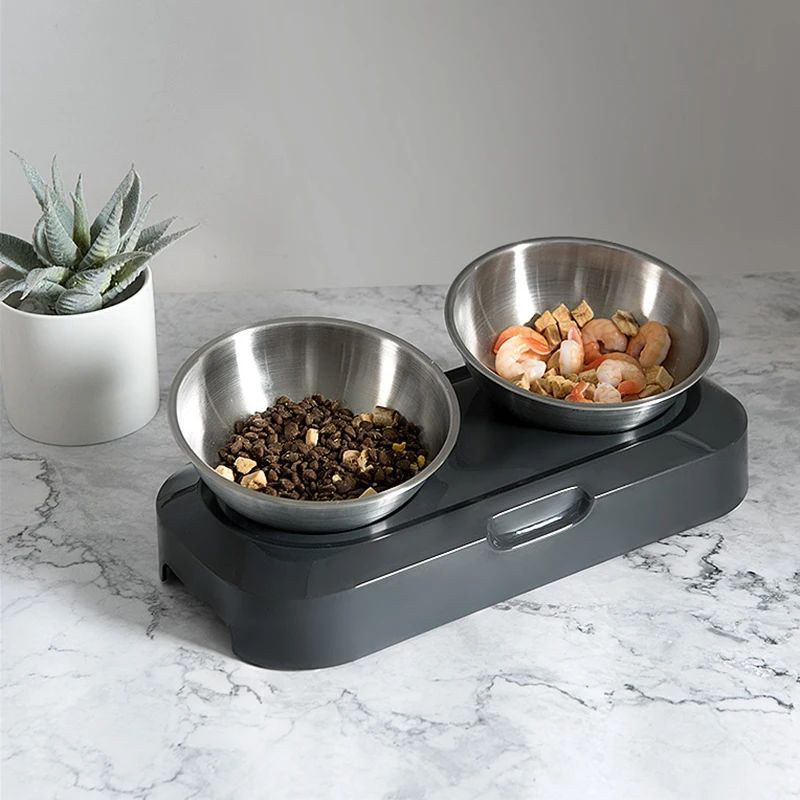 Easy To Clean Stainless Steel Cat Bowl Dog Food And Water Bowls With Stand Metal Cats Dogs Double Single Pet Feeding Feeder Bowl