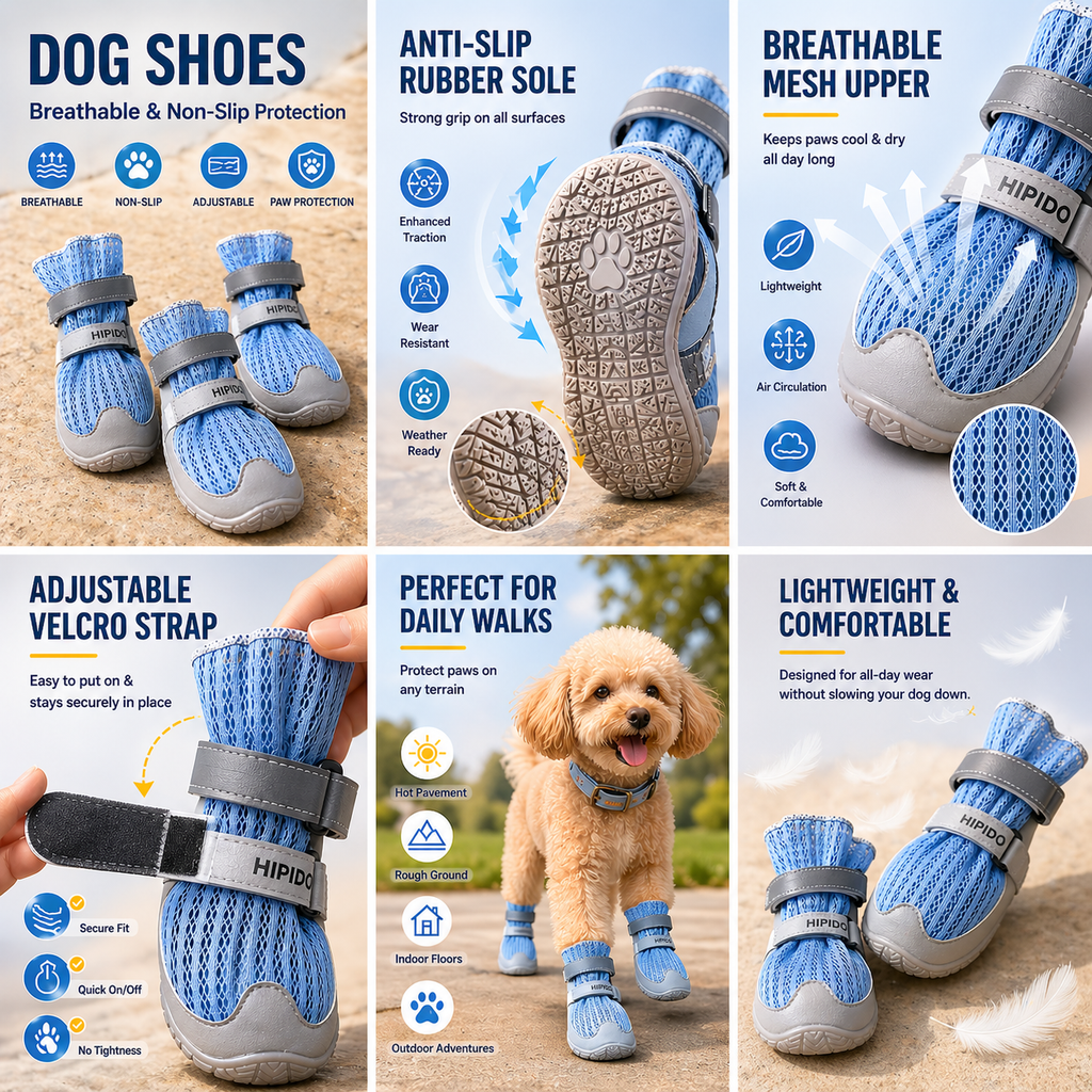 Breathable Mesh Dog Shoes | Non-Slip Summer Pet Boots