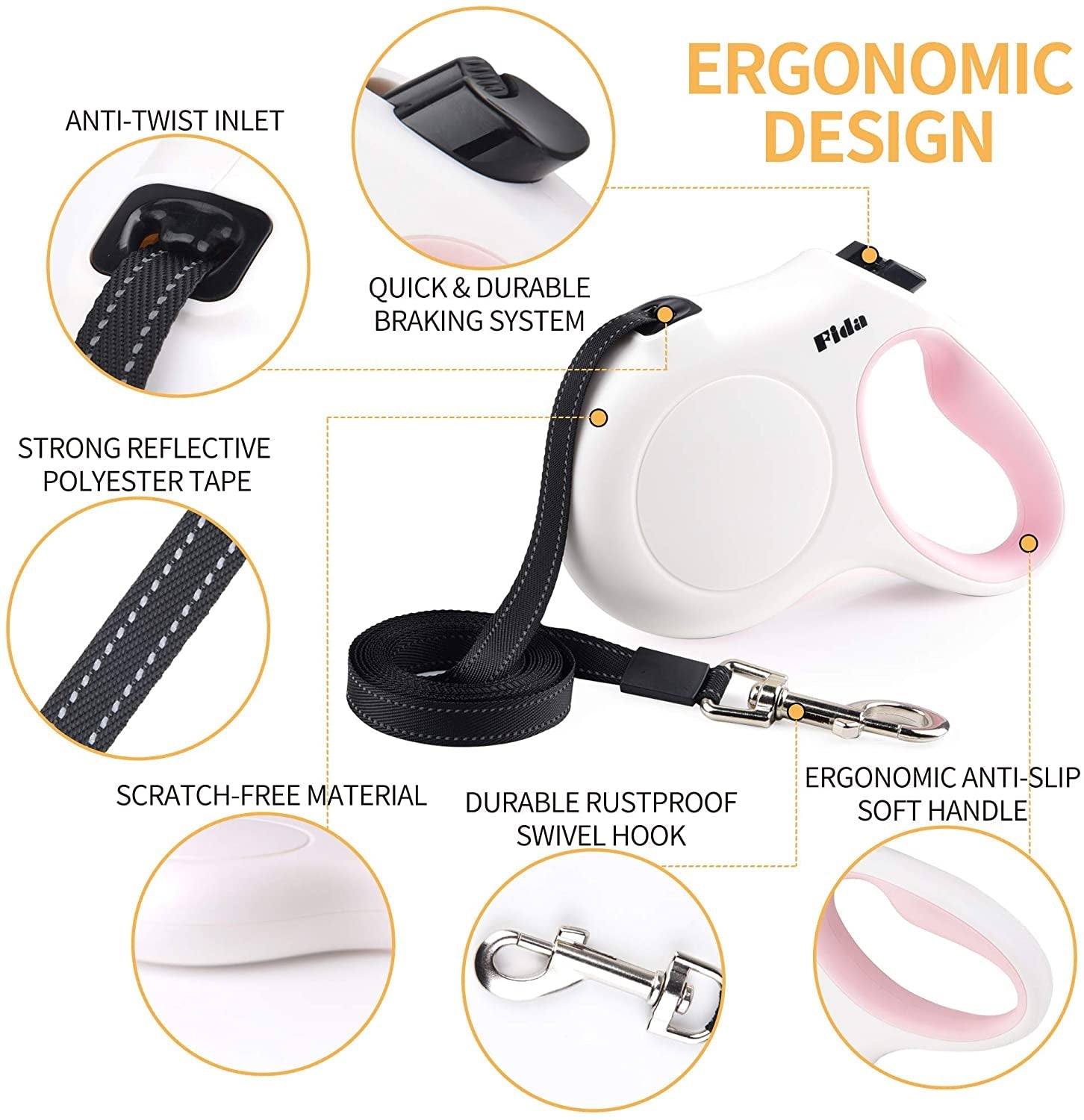 Retractable Dog Leash 16ft For Small Dogs Reflective Anti Slip Handle Bags