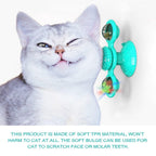 Cat Windmill Toy Funny Massage Rotatable Cat Toys With Catnip LED Ball Teeth Cleaning Pet Newest Windmill Cat Toy with LED and Catnip Ball Cat Turntable Teasing Interactive Toy with a Suction Cup Base Can be Cleaned Rotary Massage Tickle Anti-bite Toy