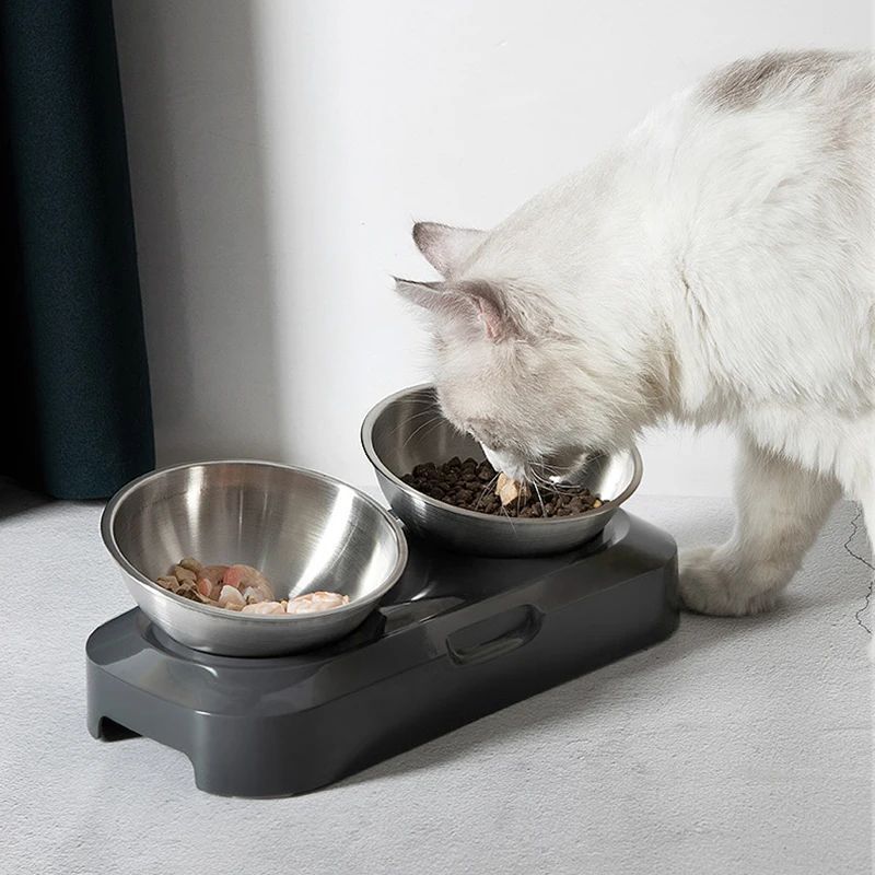 Easy To Clean Stainless Steel Cat Bowl Dog Food And Water Bowls With Stand Metal Cats Dogs Double Single Pet Feeding Feeder Bowl