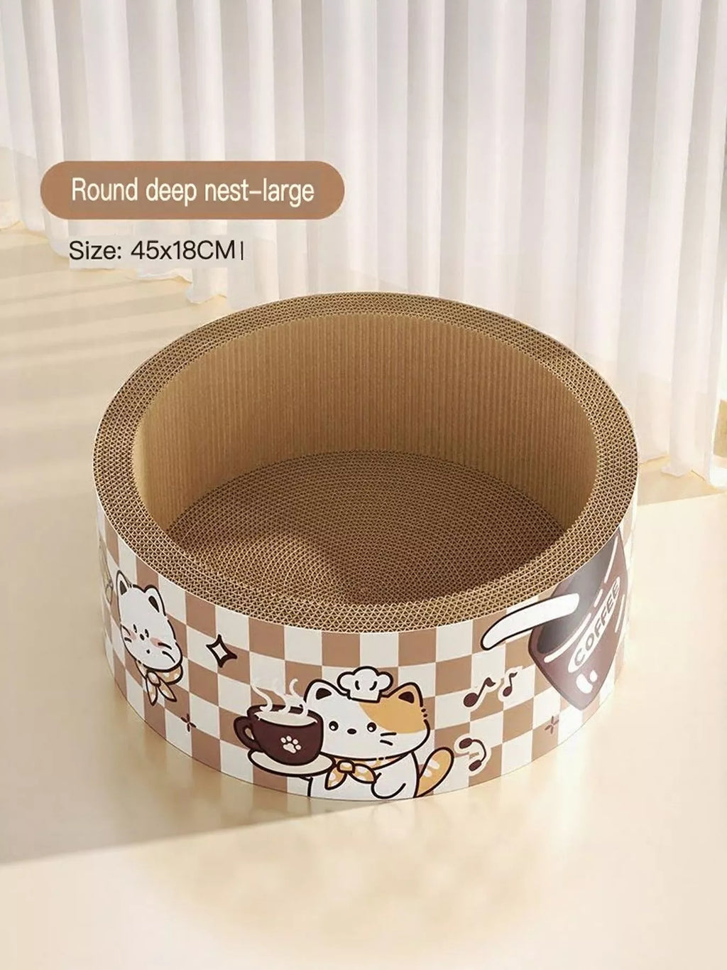Wear-Resistant Cat Scratching Lounge Bed with Cartoon Design