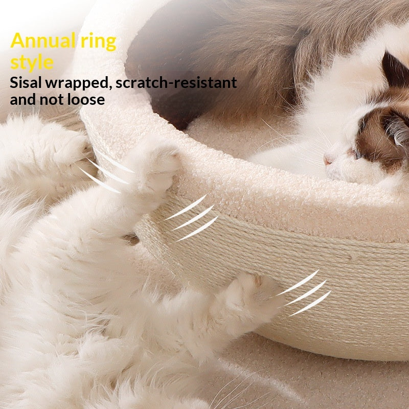 Lint-Free Sisal Rope Cat Scratcher Integrated With A Cat Bed
