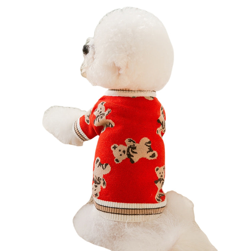 Dog Sweaters Are Cute Bear Pattern Dog Clothes For Puppies, Warm Dog Coats For Winter, Chihuahua Dog Clothing, And Lightweight Sweaters For Pet Cats In Autumn
