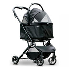 Pet Stroller 4 Wheel Dog Cat Foldable Removable Carrier 33lb Black