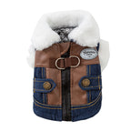 Cat Clothing For Autumn And Winter Warmth And Thickening, Small Dog Adult Kitten Winter Denim Two-legged Cotton Coat, Dog Pet Clothing