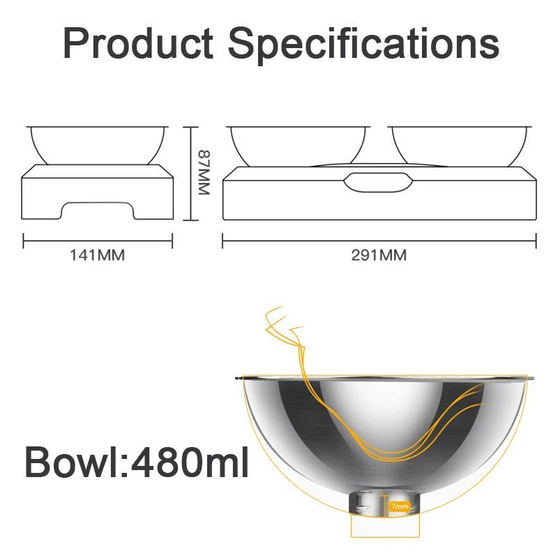 Easy To Clean Stainless Steel Cat Bowl Dog Food And Water Bowls With Stand Metal Cats Dogs Double Single Pet Feeding Feeder Bowl