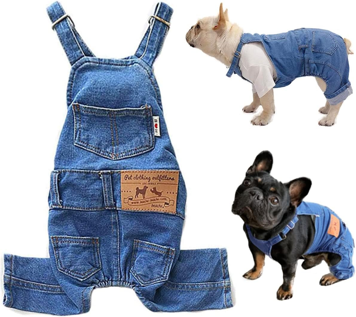 Dog Denim Overalls Jumpsuit Adjustable Pet Jeans for Small Dogs Cats