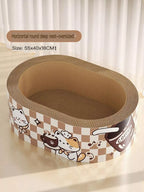 Wear-Resistant Cat Scratching Lounge Bed with Cartoon Design