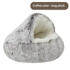 Semi-Enclosed Long Plush Pet Bed — 5 Colors, 4 Sizes