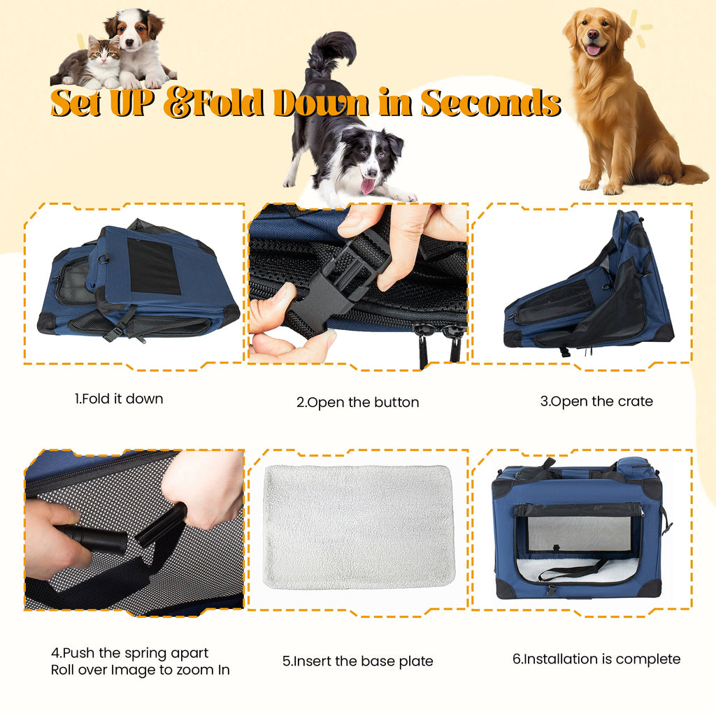 32" Soft Dog Crate - Portable Folding Pet Carrier
