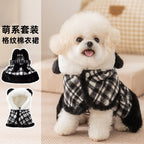 Two-piece Set Of Dog Clothes For Winter Warmth, Small Dog Teddy Bichon Frise Warm Cotton Coat Skirt, Cat Pet Clothes