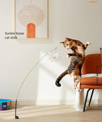 Funny Feather Bird with Bell Cat Stick Toy for Kitten Playing Teaser Wand Toy Cat Supplies Interactive Wiggle Moving Cat Kicker Toy with Plush Interactive Cat Toys Fun Toy For Cat Exercise