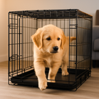 30inches Dogs Crate Folding Metal Pets Crates Double Door Puppy Cage Easy Set Up