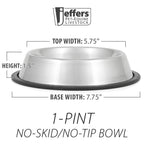 Jeffers No-Skid/No-Tip Stainless Steel Pet Bowls