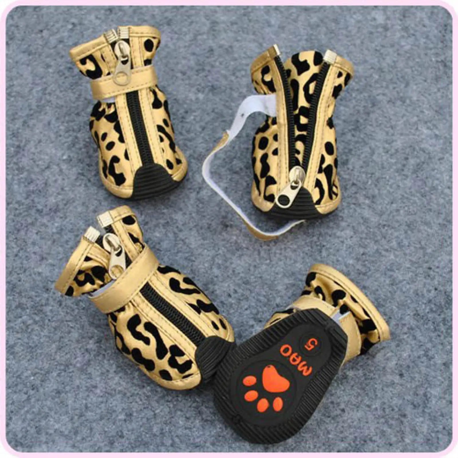 Leopard Print Pu Pet Shoes for Small Dogs and Cats