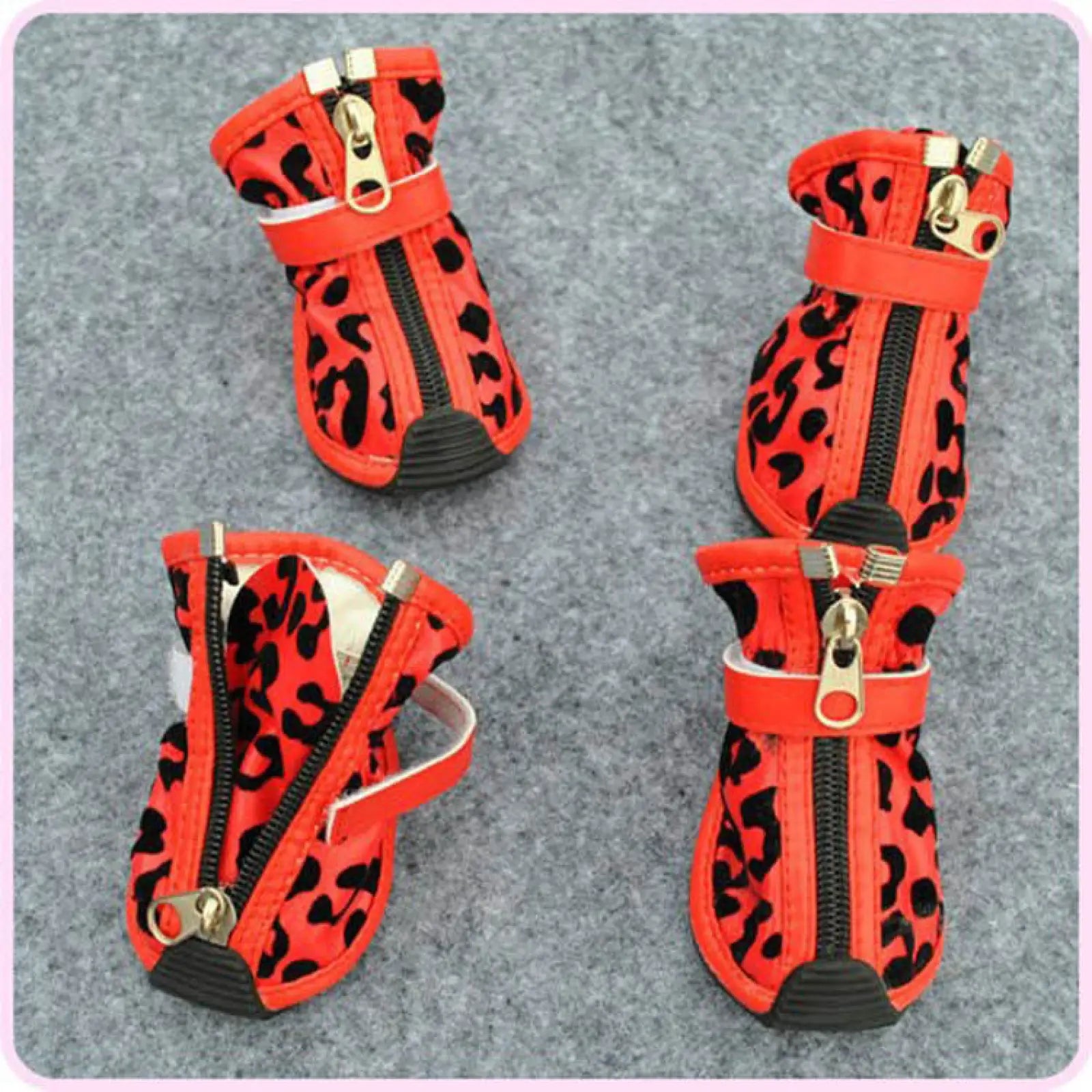 Leopard Print Pu Pet Shoes for Small Dogs and Cats