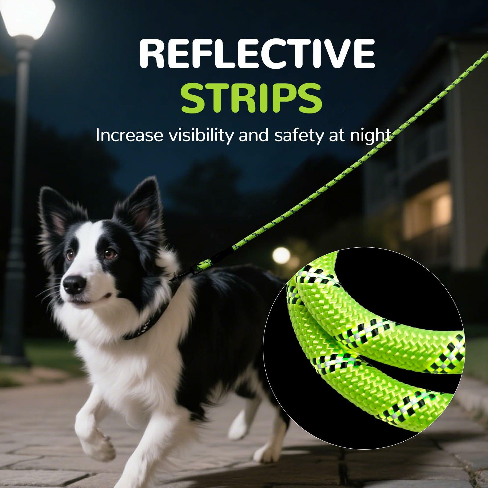 YALAVA Dog Leash 4FT Heavy Duty Reflective Nylon Rope 360° Swivel Hook Black