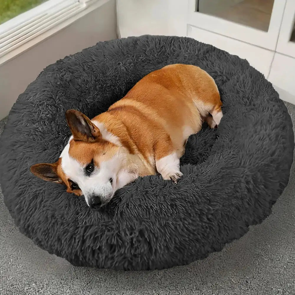 Plush Fleece Donut Pet Bed for Cats and Small Dogs