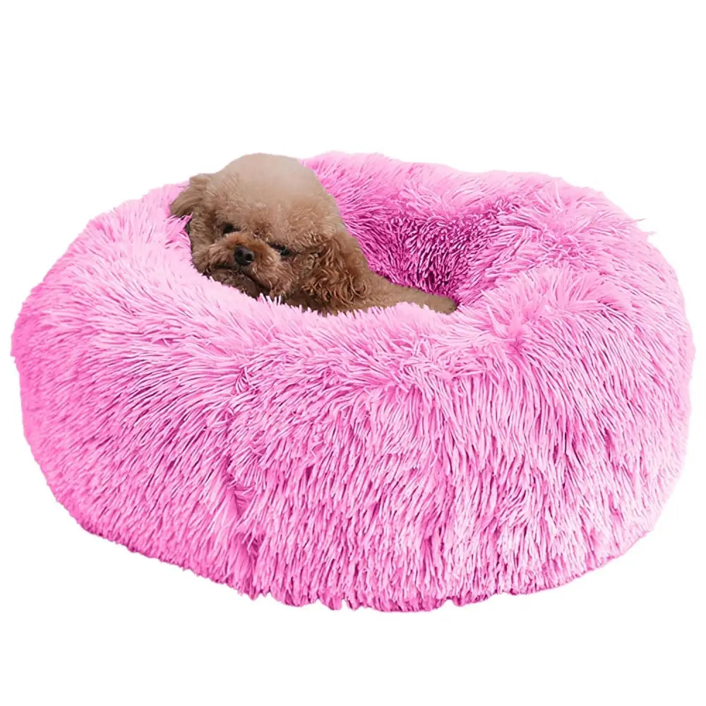 Plush Fleece Donut Pet Bed for Cats and Small Dogs