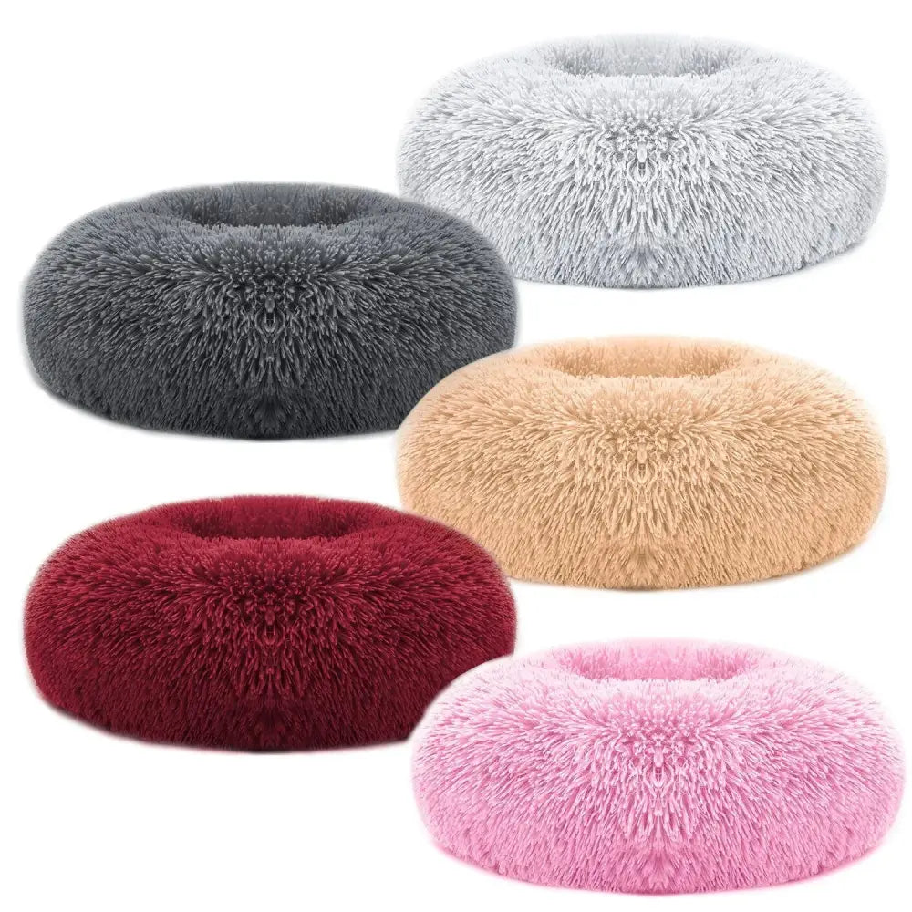 Plush Fleece Donut Pet Bed for Cats and Small Dogs