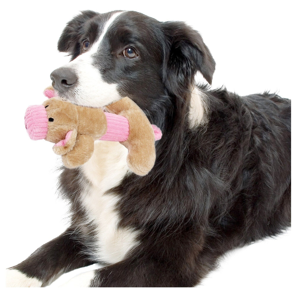 Pet Life ® 2-piece Dual Squeaker and Plush Animal Dog Toy Set