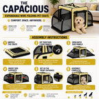 Pet Life ® 'Capacious' Dual-Sided Expandable Spacious Wire Folding Collapsible Lightweight Pet Dog Crate Carrier House