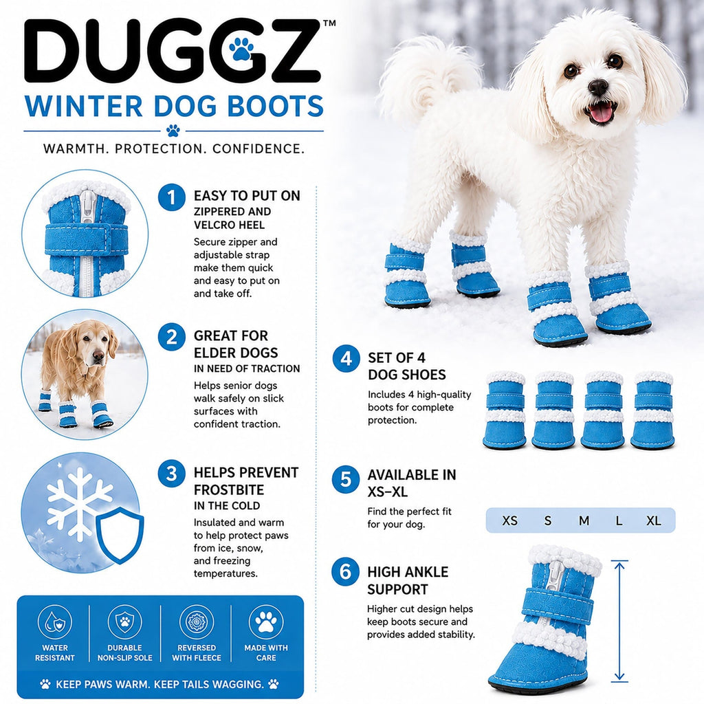 Pet Life ® 'Duggz' 3M Insulated Winter Fashion Dog Shoes Booties - Set of 4