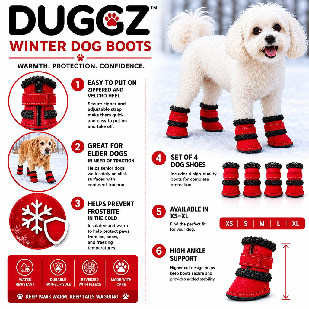 Pet Life ® 'Duggz' 3M Insulated Winter Fashion Dog Shoes Booties - Set of 4