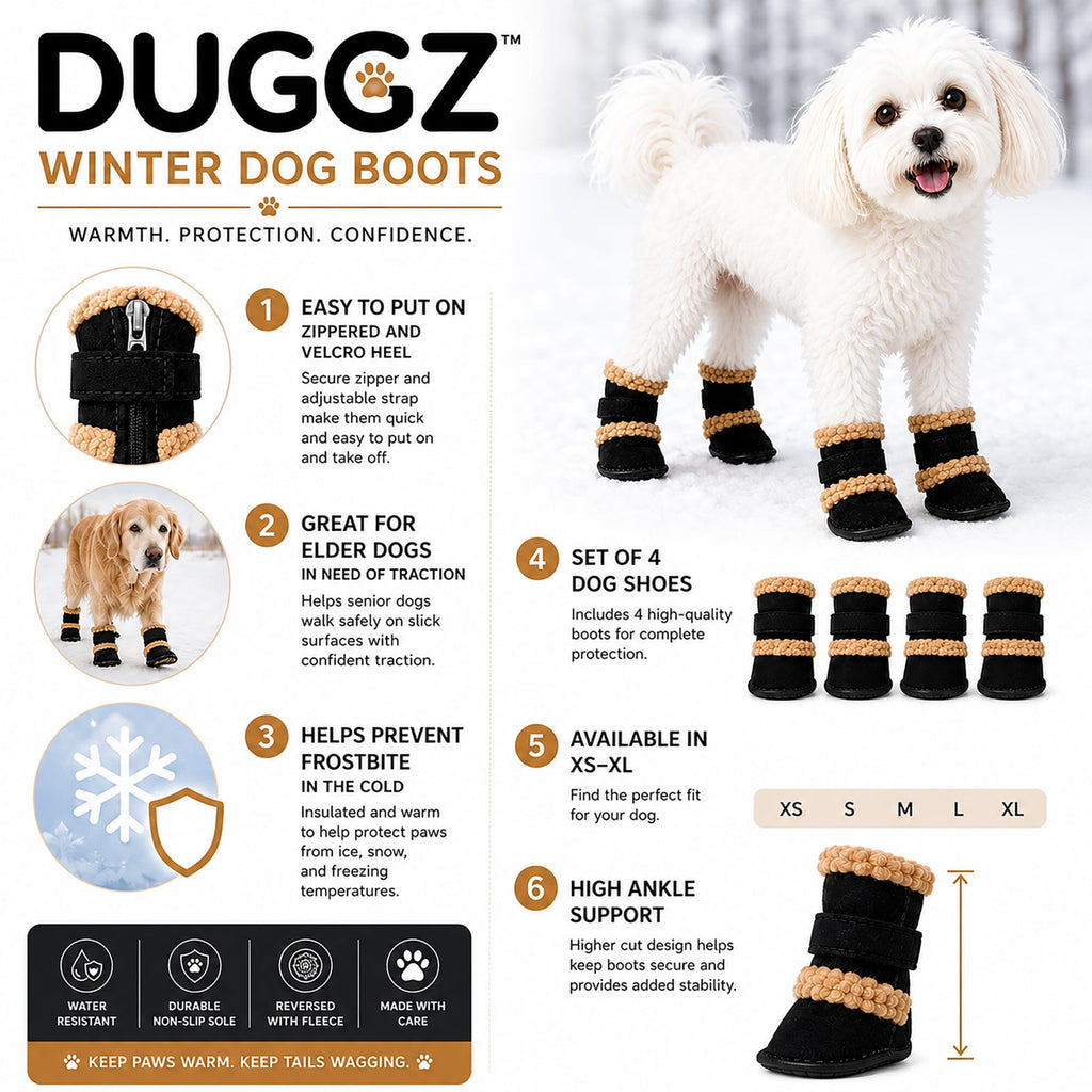 Pet Life ® 'Duggz' 3M Insulated Winter Fashion Dog Shoes Booties - Set of 4