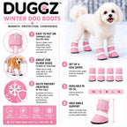 Pet Life ® 'Duggz' 3M Insulated Winter Fashion Dog Shoes Booties - Set of 4