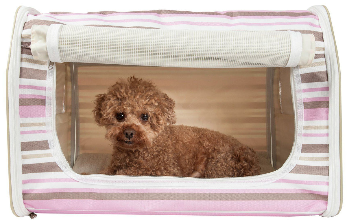 Pet Life ® 'Easy Folding' Zippered Folding Collapsible Wire Framed Lightweight Pet Dog Crate Carrier