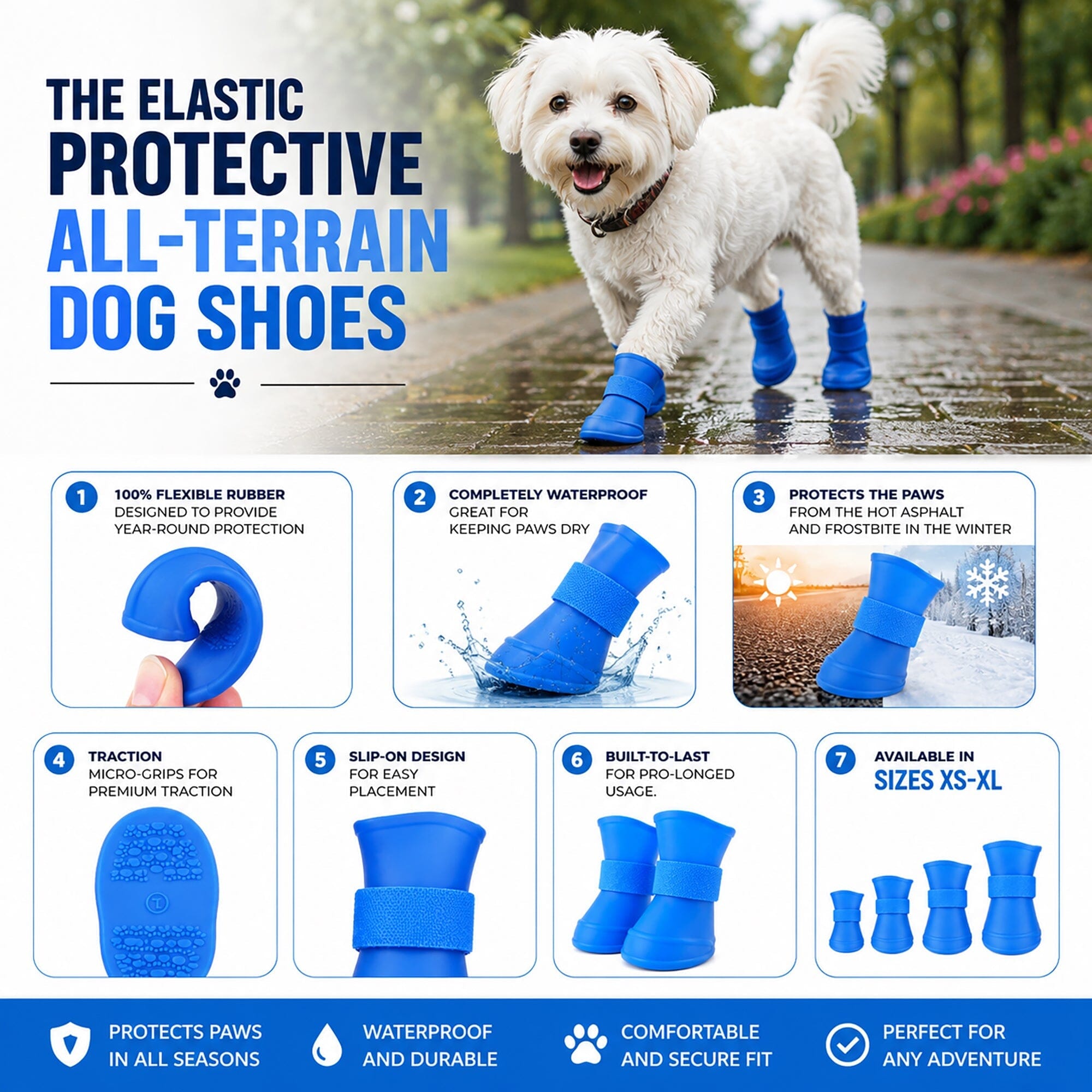 Pet Life ® Elastic Protective Multi-Usage All-Terrain Rubberized Dog Shoes - Set of 4